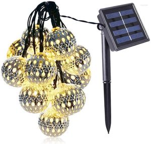 Strängar juldekorationer för hemma utomhus solenergi marockansk kulform strängbelysning vattentät atmosfär belysning 5m/7m/12m festoon