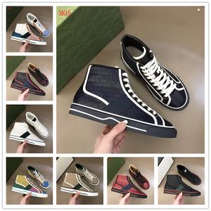 TOP Tennis 1977 Canvas Casual skor Lyx Designer Dam Sko Italien Grön och Röd Web Stripe Gummisula Stretch Bomull Lågtopp Herr Sneakers storlek 38-46