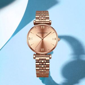 Нарученные часы Martin Whole Rose Gold Watch for Women Fashion Quartz Watches Luxury Classic Design Женские водонепроницаемые часы