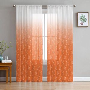 Curtain Moroccan Texture Orange Sheer Curtains For Living Room Bedroom Kids Tulle Window Treatment Drapes