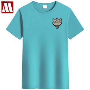 T-shirt da uomo 2022 T-shirt da uomo in cotone con ricamo lupo T-shirt a maniche corte in cotone Primavera Estate T-shirt slim da uomo casual da uomo Taglia S-5XL L230520 L230520