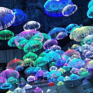 Dekoracje ogrodowe Jellyfish Lights Kolny światłowodowy sznur światłowodowy Wodoodporne dekoracje na zewnątrz lampy na trawniki świąteczne 230525