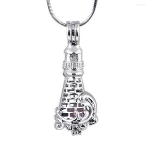 Anhänger Halsketten 18KGP Leuchtturm Medaillon Käfig kann Perle Edelstein Perlenmontage für DIY Modeschmuckherstellung halten