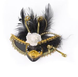 Mini-Masken, Magnete, Aufkleber, Souvenir, Hochzeit, Geburtstag, Mitbringsel, venezianische Feder-Blumenmasken, Kühlschrank, magnetisch, mit Hut, Karneval, Karneval, Dekoration