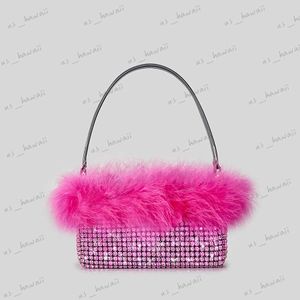 Evening Bags Ostrich Hair Rhinestone Evening Bag for Women Chains Shoulder Crossbody Bags Diamond Lady Handbags Shiny Small Party Purses 2023 T230526