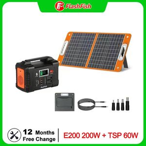 Flashfish Portable Power Station 200W 151Wh Solar Generator med solpanel 18V 60W, 230V Pure Sine Wave Power Emergency