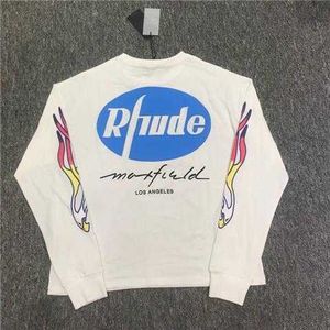 Rhude Maxfield La Los Angeles Exklusive Hawk Wash Long Sleeve T -Shirt James gleiche Baumwolle Streetwear Rude Tops Sportswear Designer Kleidung T -Shirt Tshirttzpr