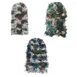 Berretti Shiesty Mask Balaclava Distressed Fuzzy Knit Full Face Ski Camouflage
