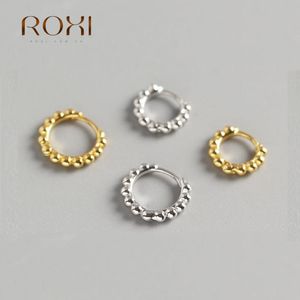 ROXI Classic Small Round Beads Orecchini a cerchio in oro Punk Simple Circle Orecchino Gioielli da donna Orecchini in argento sterling 925 Clip per orecchio