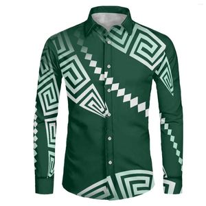 Camisas casuais masculinas Polinésia Tribal Fijian Totem Tattoo Fiji Prinha o vestido de alta qualidade masculino de manga longa de manga longa para cima