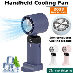 Andra hem Garden 3600mAh Mini Handheld Fan Portable Semiconductor Refrigeration Cooling Desktop Fan Foldning Hanging Neck Air Cooler Outdoor 230525