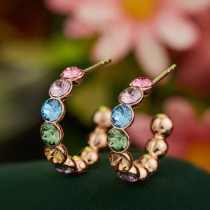 Brincos femininos feitos com cristal austríaco para meninas jóias de natal tendências de meio círculo de piercing briols de damas presentes