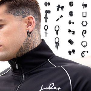 Stud Earrings Men, Stainless Steel Black Men's Earrings, Single Piercing Studs Earing ,Punk Streetstyle Male Jewelry