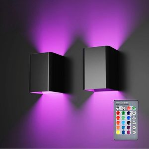 Lampade da parete LED Light up and down spot Illuminazione 5W piccolo Cuboid 10cm Caldo colorato interno Comodino camera da letto luce notturna RGB corridoio corridoio soggiorno