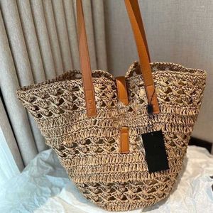  Woven Bucket Bag Embellished Cowhide Combination Soft Lightweight Tote Designer Beach Bag Shopping Crossbody Large Capacity Handbags 230504