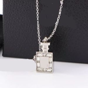 Top Quality Luxury Perfume Bottle Pendant Necklace White Diamonds Titanium Steel Jewelry Wholesale