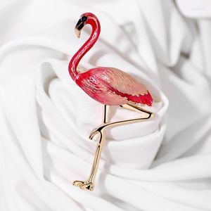 Brosches söt emalj rosa flamingo unisex kvinnor och män brosch stift fågel djur broscher modeklänning kappa tillbehör gåva