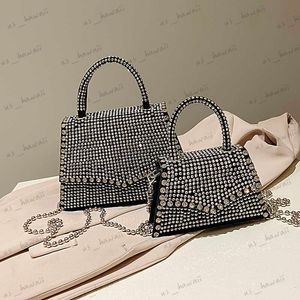 Borse da sera Design di lusso Diamond Small Flap Bag Borsa da sera in pelle con strass di qualità PU Frizione a tracolla con tracolla a catena in cristallo argento T230526