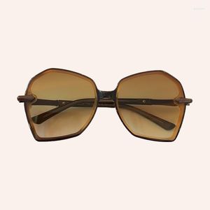 Sunglasses Brown Tinted Full Men Retro Rectangular Sun Glasses For Women 2023 Summer High Quality Luxury Unisex Eyewear UV400