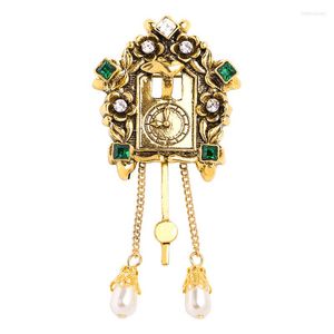 Brooches MITTO DESIGNED FASHION JEWELRIES AND ACCESSORIES ANTIQUE BIRD ALARM CLOCK WITH DECORATIONS VINTAGE BROOCH