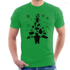 T-shirt da uomo stampate divertenti da uomo Ghostbusters T-shirt con silhouette dell'albero di Natale T-shirt da donna