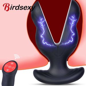 Vibrating Electric Shock Toy Plug Wireless Remote Anal Vibrator Male Prostate Massager Sex Toys for Men Gay