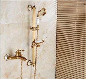 Set doccia per bagno Set valvola miscelatrice con finitura in ottone anticato e set rubinetto per vasca da bagno con acqua fredda / Vasca a parete