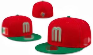 Dobra jakość Meksyków zamontowanych czapki liter M Hip Hop Rozmiar kapeluszy czapki baseballowe dorosłe płaskie szczyt dla mężczyzn kobiety pełne zamknięte HH-5.26
