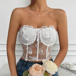 Camisoles & Tanks 2023 European And American INS Wind Lace Mesh Gauze Rose Keel Women's Small Vest