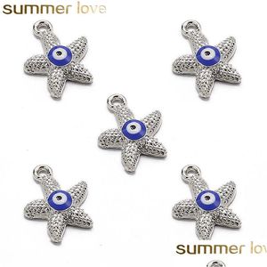 Charms Crystal Starfish Charm Eyes Pendants For Armband Halsband smycken Alloy Metal Simple Design Making Accessories Wholesale Dro DHMPS