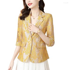 Abiti da donna 2023 Primavera Estate Moda coreana Giacca da donna Giacca in pizzo Maniche a tre quarti sottili Blazer casual Abito femminile Outw