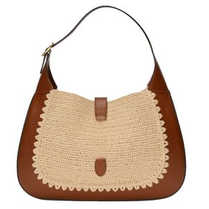 Designer Straw Bag Luxury Weave ARMPit Påsar Kvinnor strandpåse axelväskor klaffhandväskor korsar kropp sadlar väska toppkvalitet kohud läder kvinnor tygväskor handväska rem