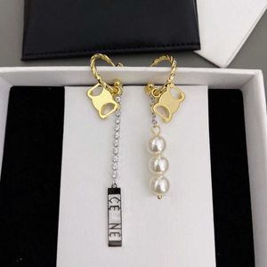 Designer Arc de Triomphe Earline Gold Lange Quasten Ohrringe für Frauen Leichte Luxus Mädchen Asymmetrische AB Stil Perlenohrstecker Hohe Qualität mit Box