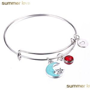 Braccialetti con ciondoli Ciondoli luna fai-da-te Braccialetti con filo espandibile Boemia Design del marchio Birthstone Bracciale con cavo pendente per donna Ragazza Fashio Dherw