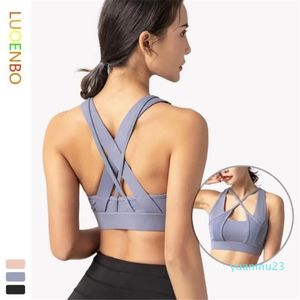 Gym Clothing Curve Sports Underwear Ladies High Quality Yoga Exercise Bra Back Cross Collar Shockproof Vest Styling Gym