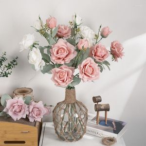 Dekorativa blommor stora konstgjorda rosa siden pioner steg för bröllopsfest bord mittstycken blommor arrangemang hem kök dekor