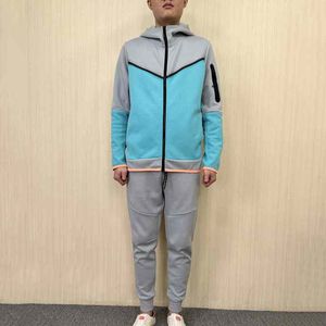 Tracksuit män tjock teknisk fleece byxor sportkläder hoodies jackor rymd bomullsbyxor kvinnor bottnar joggar man spring jacka muti mens sport