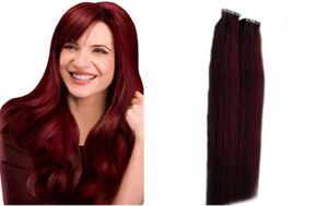 99J Red Wine Tape Hair Hair Extensions 40 Staceesset 100g Taśma w ludzkich przedłużeniach włosów 100G Bezproblemowe przedłużanie włosów 81276187571244