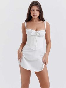 Neu im Korsett-Bustier-Minikleid, Sommer-Outfits für Frauen, 2023, modisches, süßes schickes Rücken-Schnürkleid für jeden Tag, rosa Kleid