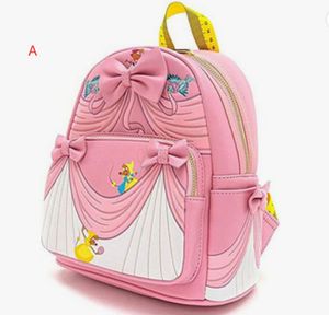 INS Fashion Cartoon Design PU Leather Zipper Backpack loun ge Double Shoulder Bag Student Backpack Festival Gift