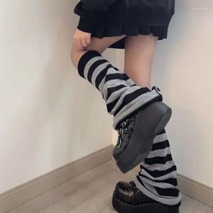 Mulher meias de bota listrada vintage Fashion coreano solto de manguito longo punk y2k para garotas capa de pé de perneiras