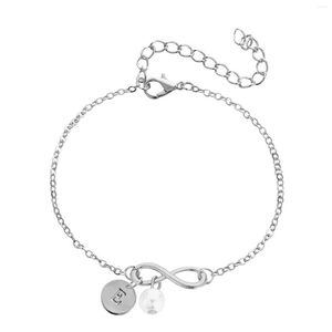 Armreif Personalisierte anfängliche anfängliches Armband Silber 26 Buchstabe 8 Form Perle Delicate Disc Name Rugged Watch