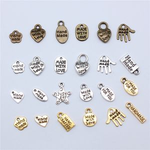 40pcs Metal Alaşım 3 Renk Harf Çiçekleri Kalp El Yapımı Takılarla Yapılan Takılar için Takı Yapma DIY El Yapımı Zanaat