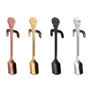 Creative Skull Spoon 304 Stainless Steel Can Be Hung Cup Stirring Coffee Tea Snack Spoon Kitchen Tableware Halloween Gift