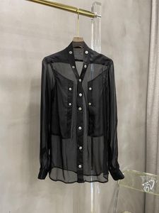 Women's Blouses 2023SS Summer Fashion Women High Quality Sheer Long Sleeve Black Shirt Blouse For Female Gdnz 5.05