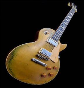 Guitarra elétrica de envelhecimento nitro acabamento tampo de ouro 1 pc corpo e pescoço trastes de alta qualidade guitarra guitarra6161467