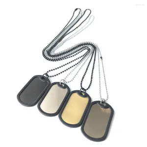 Pendant Necklaces Laser Army Brand Chain Vintage Rubber Edge Blank Necklace Protective Set Dog Tag Engraved