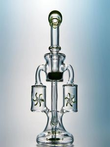8 Inch Windmill Perc Bong Double Recycler Elica Spinning Percolater Wax Dab Rig 14mm Joint Water Pipes Con Glass Bowl4530522