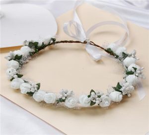 Rose Wreath Bohemia Flor hecha a mano Corona Wedding Wreath Tocado nupcial Diadema Hairband Banda para el cabello Accesorios para mujeres Lady5057730