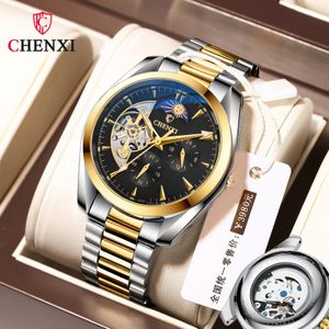 Watch Mens Mechanical Watch Waterproof Shake Sound Popular Sun Moon Star Fully Automatic Hollow out Watch MenMechanical Watch